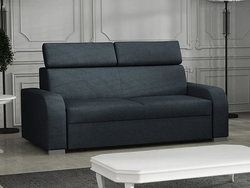 Canapé Etrcala 103, Bleu, 170x100x85cm, Tissu, Pieds: Plastique|Bois