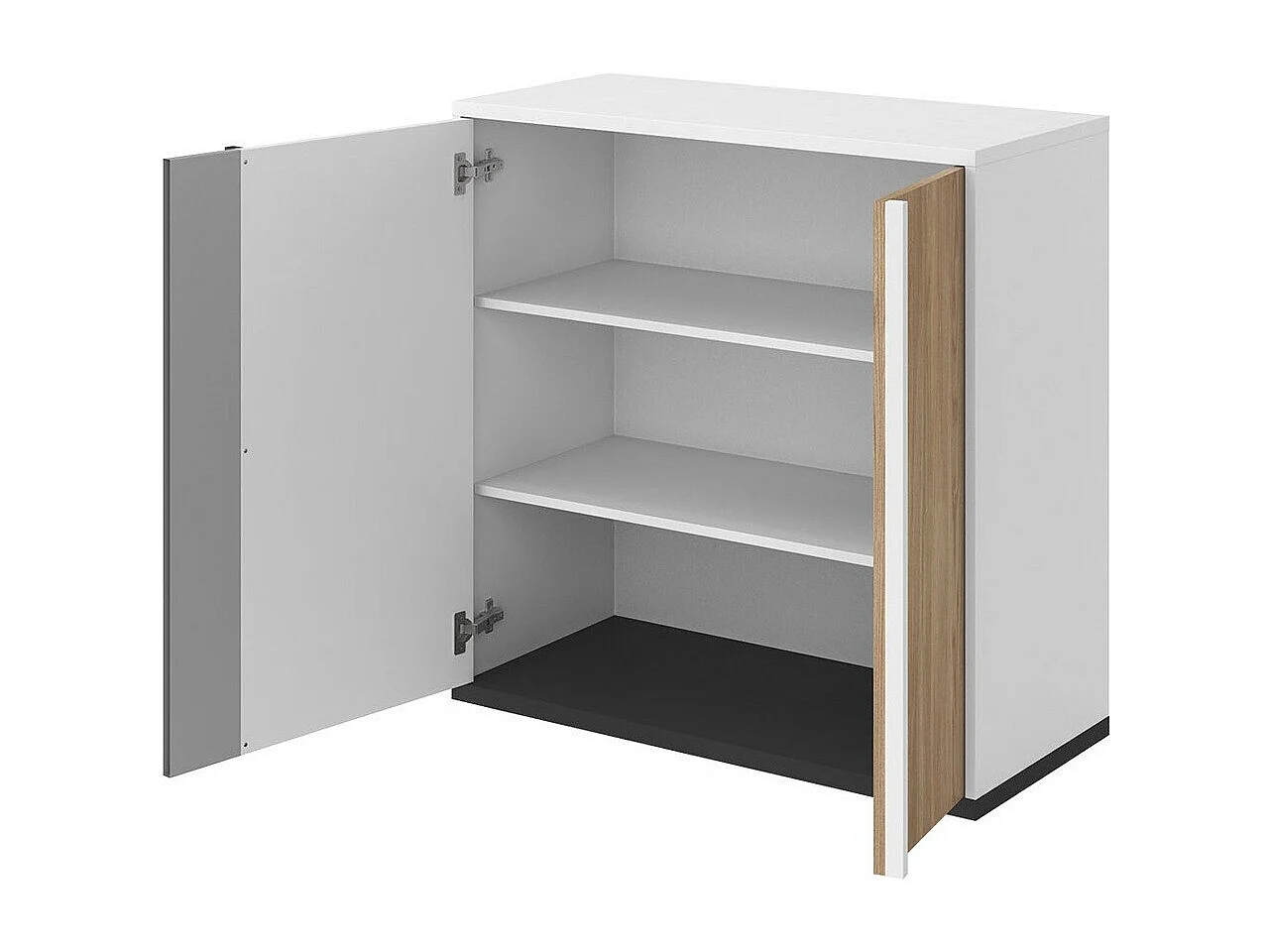 Buffet Marvesi 107, Gris clair|Blanc|Chêne|Graphite, 91x90cm, Le nombre de portes: 240cm