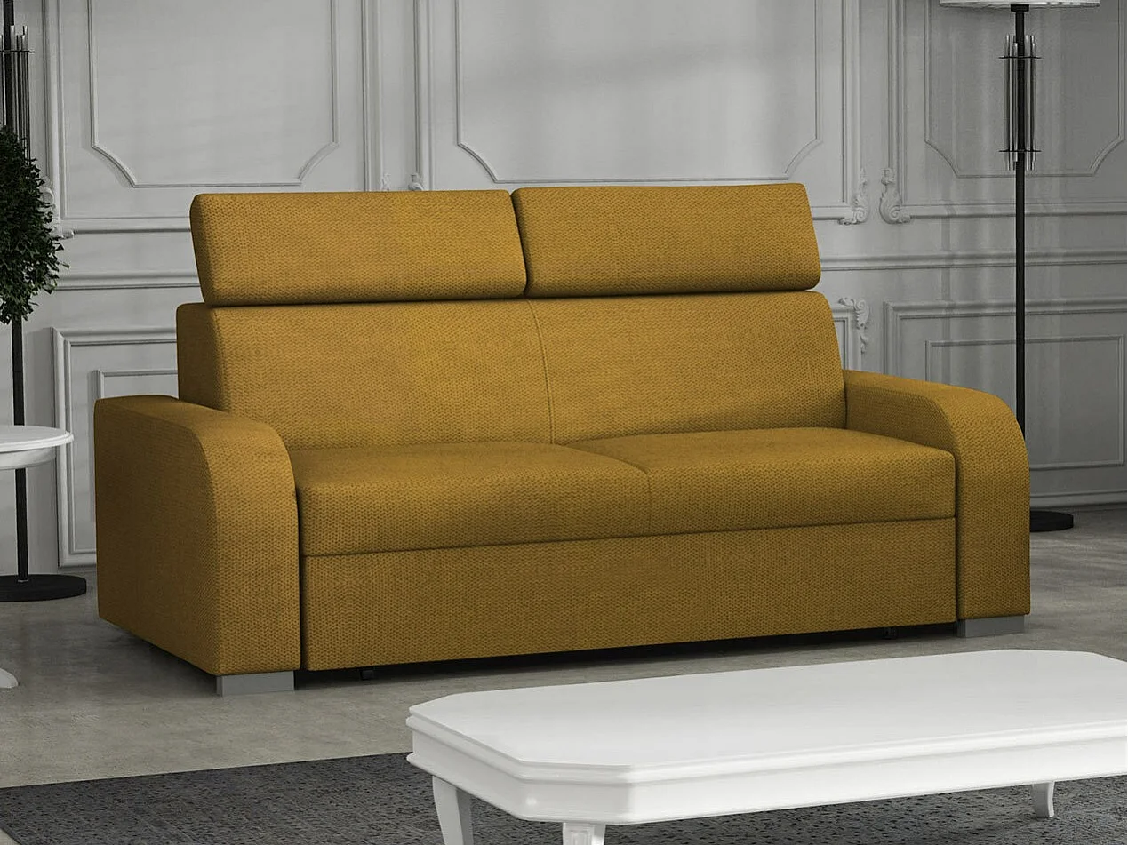 Canapé Etrcala 102, Jaune, 200x100x85cm, Tissu, Pieds: Bois|Plastique