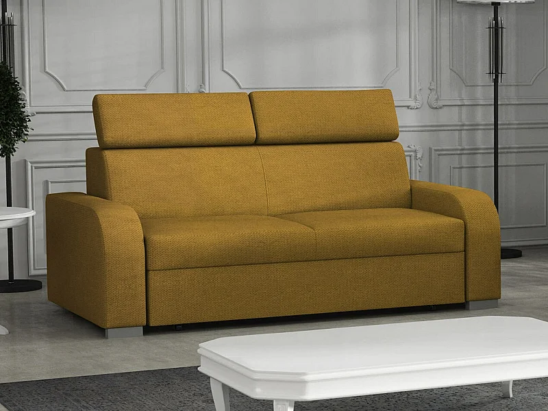 Canapé Etrcala 102, Jaune, 200x100x85cm, Tissu, Pieds: Bois|Plastique