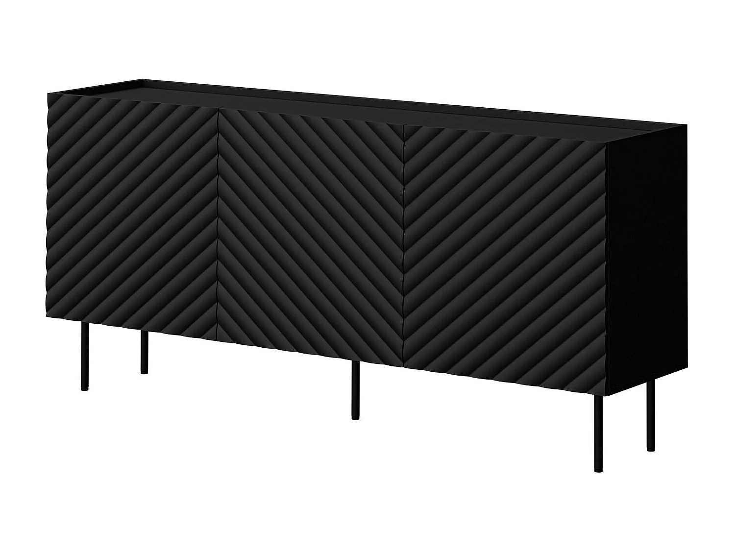 Buffet Mortali 100, Noir, 80x166x40cm, MDF|Stratifié