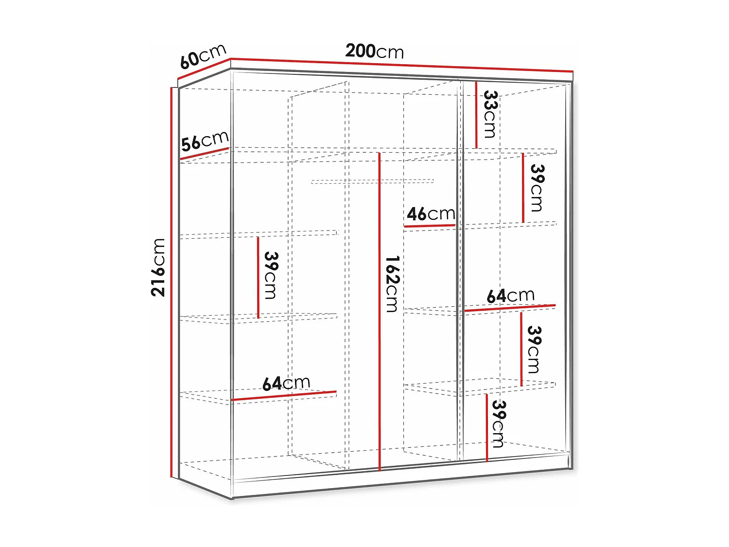 Armoire Comfivo Larmire 112, Doré|Blanc, 216x200x60cm, Portes d'armoire: Coulissantes