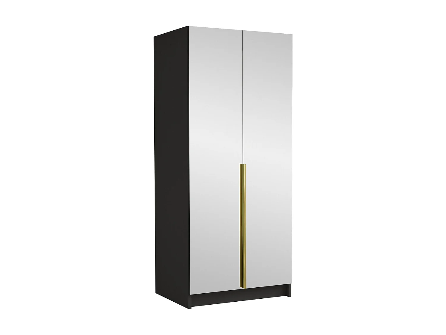 Armoire Closico 193, Doré|Noir, 215x100x58cm, Portes d'armoire: Avec des charnières