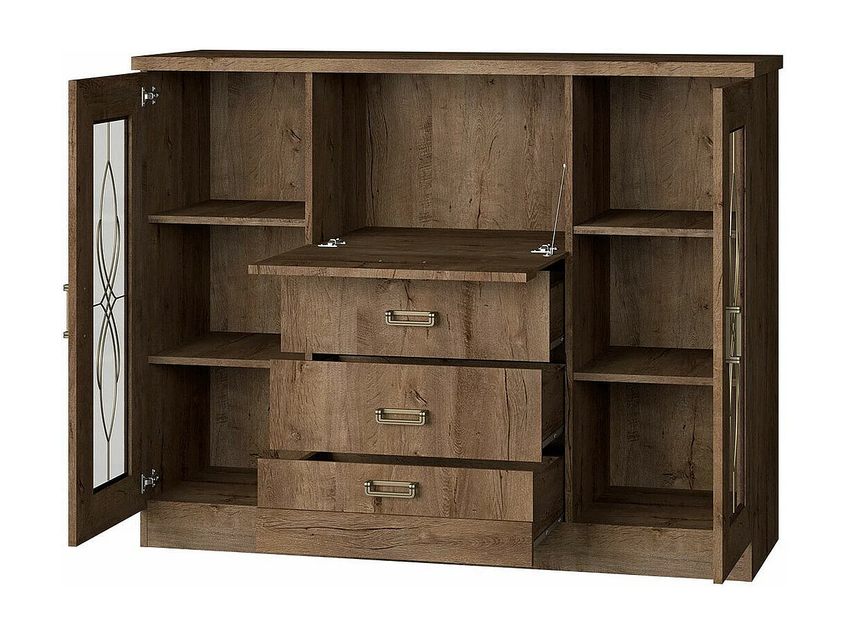 Commode Lircava 111, Chêne de Lefkas, Tiroirs et portes, Nombre de tiroirs: 3, 110x140cm