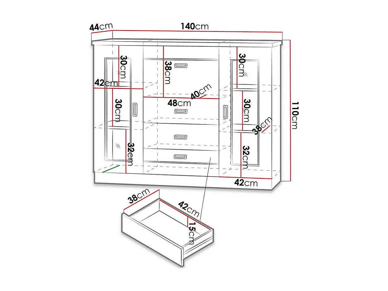 Commode Lircava 111, Chêne de Lefkas, Tiroirs et portes, Nombre de tiroirs: 3, 110x140cm