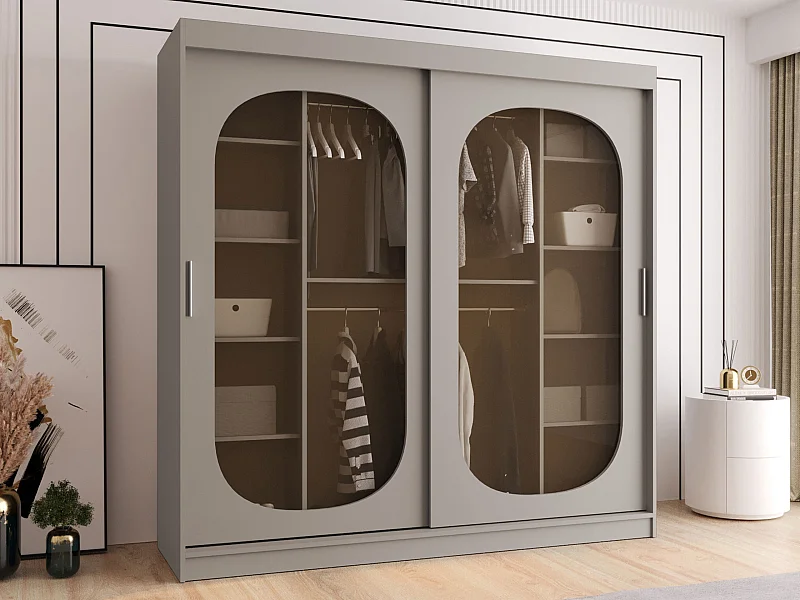 Armoire Hartford 521, Cachemire, 200x200x62cm, Portes d'armoire: Coulissantes