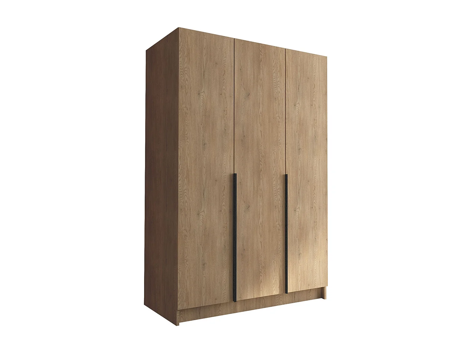 Armoire Closico 198, Noir|Clair bois, 215x150x58cm, Portes d'armoire: Avec des charnières