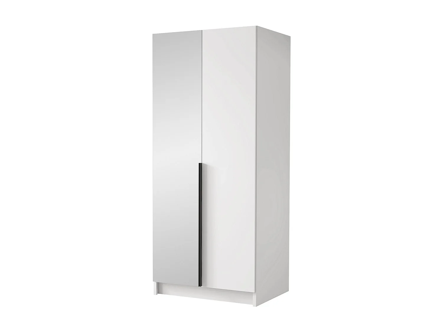 Armoire Closico 194, Blanc|Noir, 215x100x58cm, Portes d'armoire: Avec des charnières