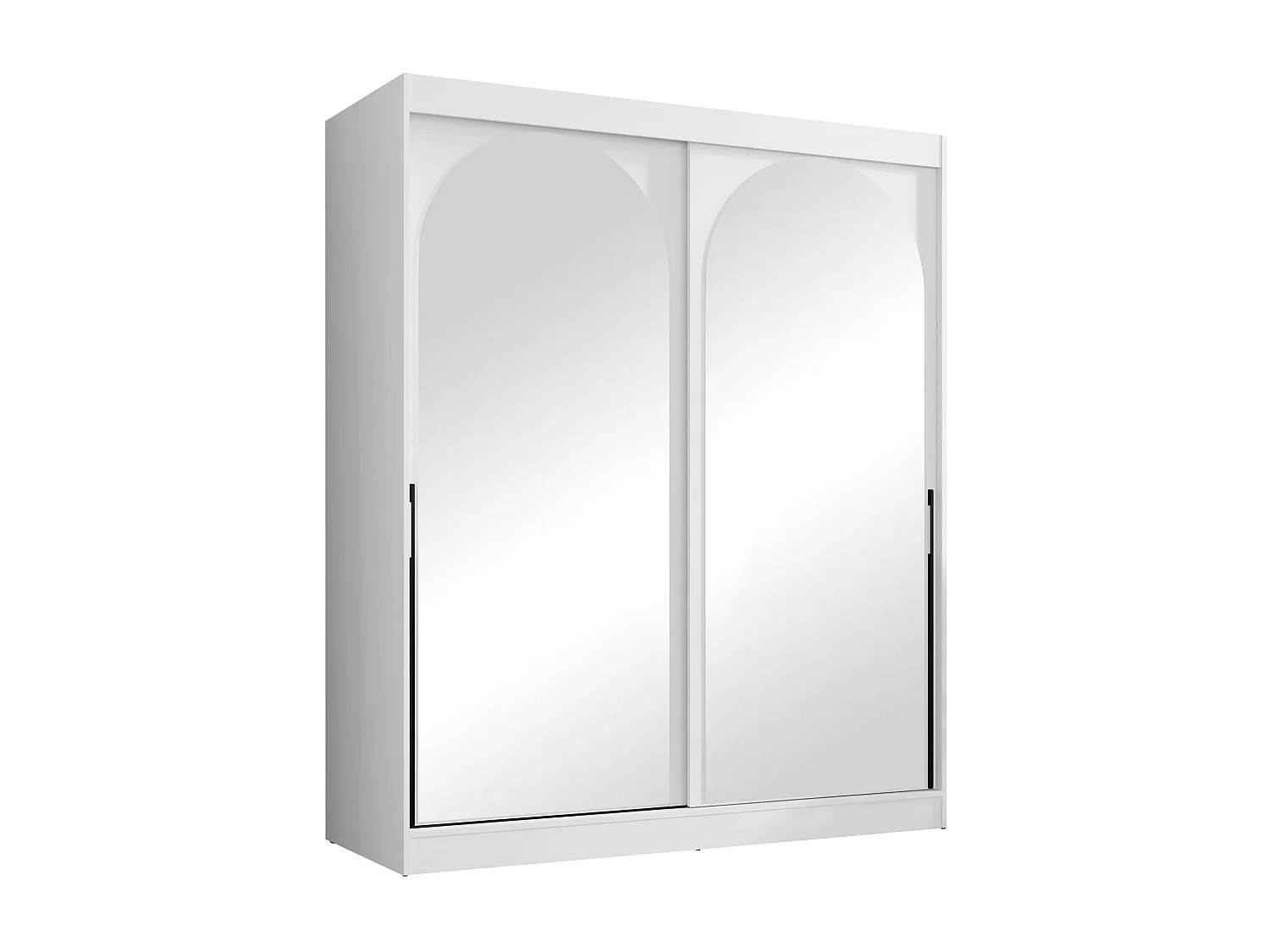 Armoire Toledo 132, Noir|Blanc, 216x180x65cm, Portes d'armoire: Coulissantes