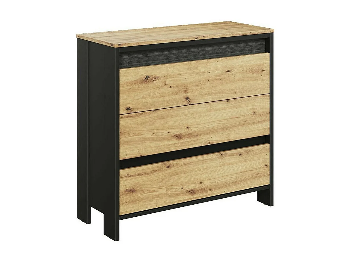 Commode Lomsevu 103, Chêne Artisan|Noir, Avec tiroirs, Nombre de tiroirs: 3, 89x92x38cm