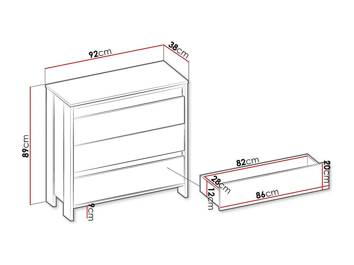 Commode Lomsevu 103, Chêne Artisan|Noir, Avec tiroirs, Nombre de tiroirs: 3, 89x92x38cm