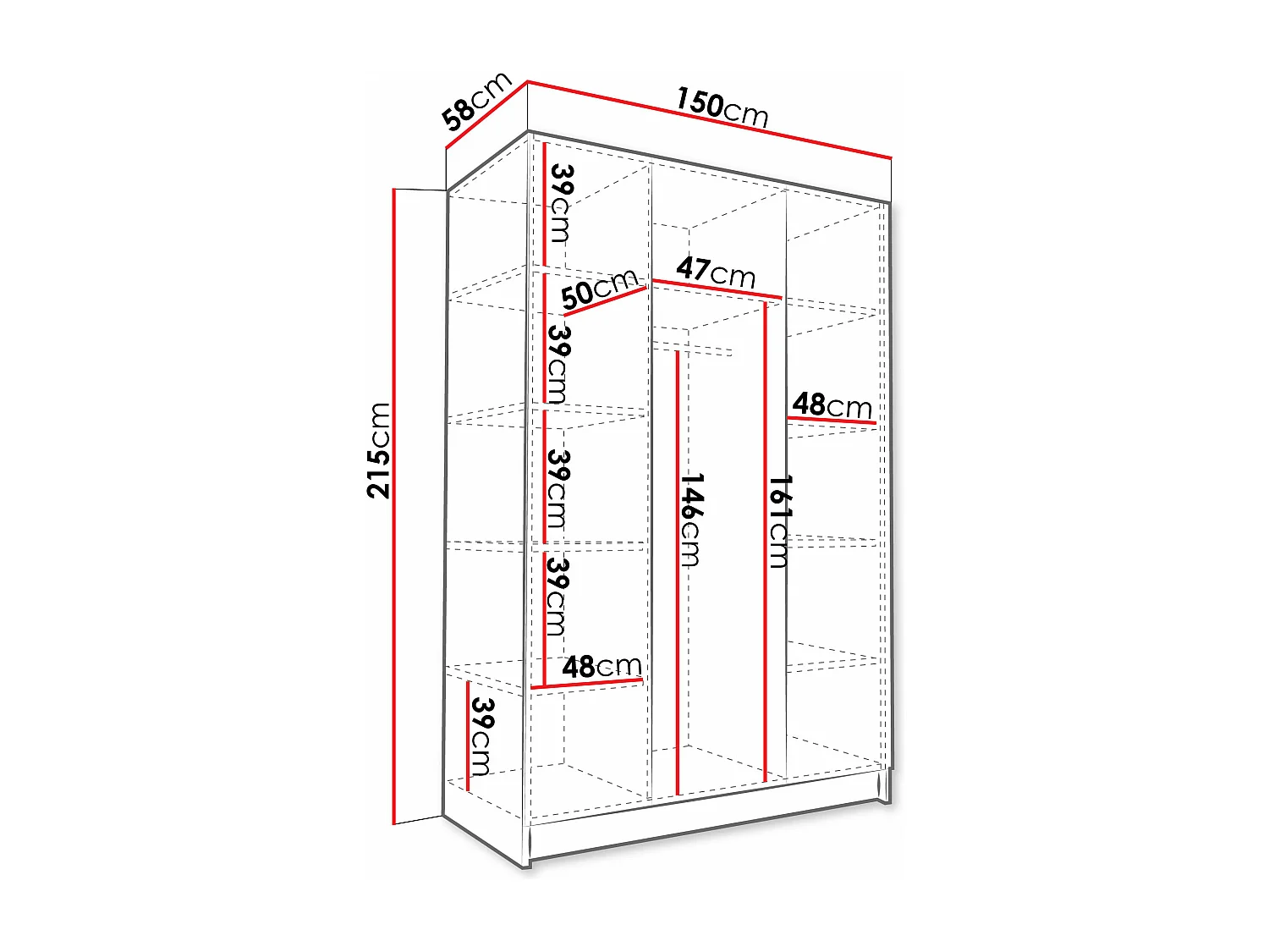 Armoire Closico 196, Doré|Clair bois, 215x150x58cm, Portes d'armoire: Avec des charnières