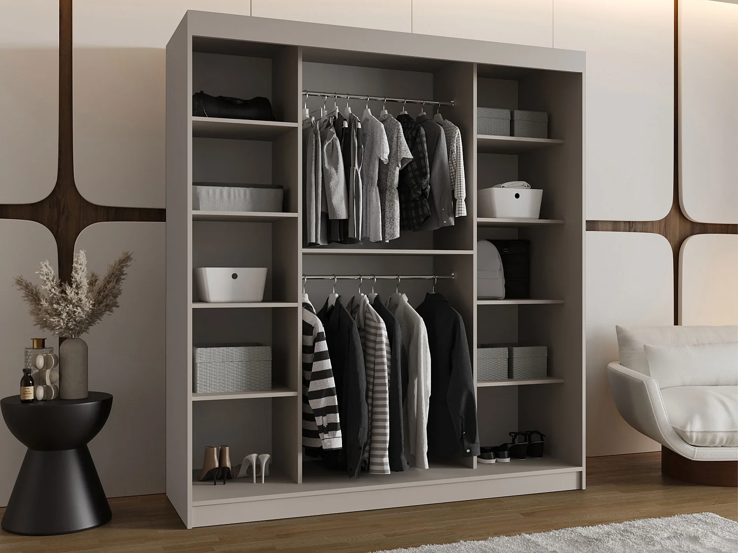 Armoire Hartford 520, Cachemire, 200x180x62cm, Portes d'armoire: Coulissantes