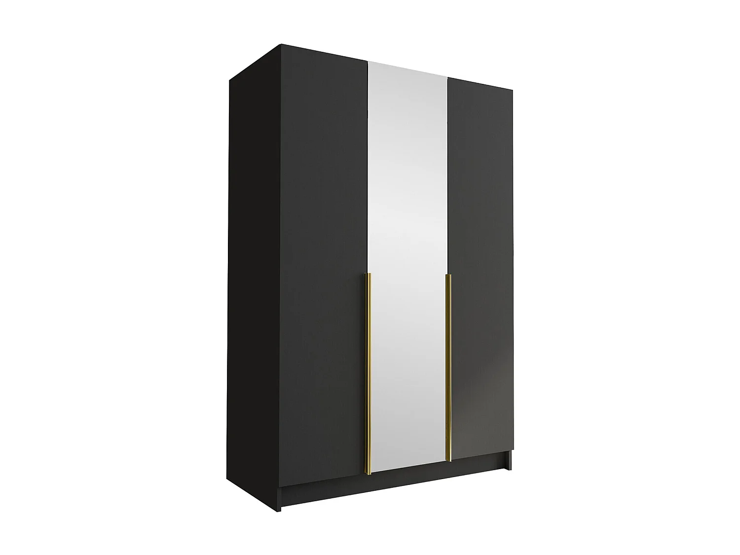 Armoire Closico 197, Noir|Doré, 215x150x58cm, Portes d'armoire: Avec des charnières
