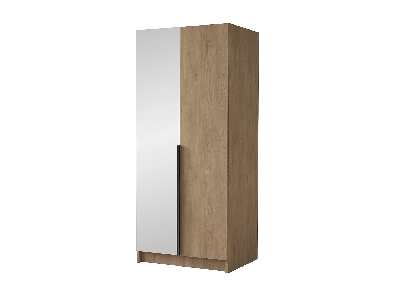 Armoire Closico 194, Clair bois|Noir, 215x100x58cm, Portes d'armoire: Avec des charnières