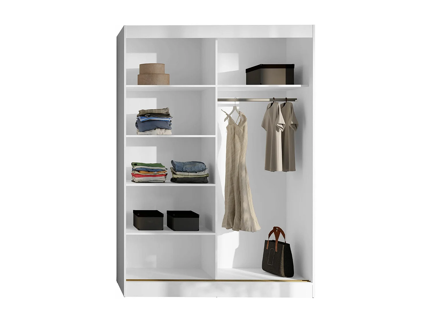 Armoire Toledo 131, Cachemire|Noir, 216x150x65cm, Portes d'armoire: Coulissantes