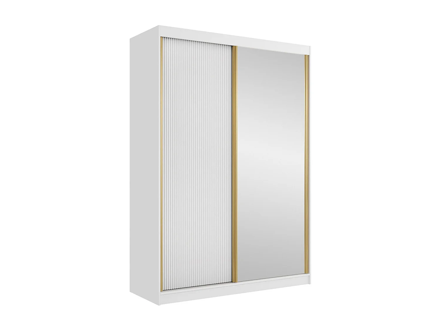 Armoire Comfivo Larmire 124, Doré|Blanc, 216x151x60cm, Portes d'armoire: Coulissantes