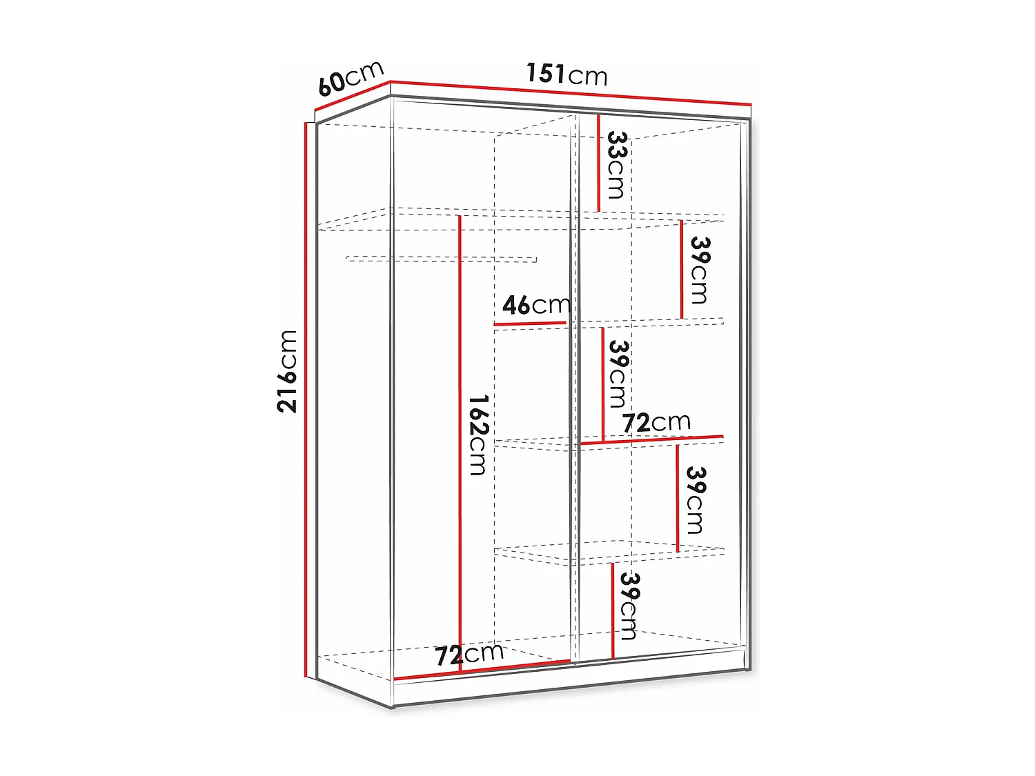 Armoire Comfivo Larmire 124, Doré|Blanc, 216x151x60cm, Portes d'armoire: Coulissantes