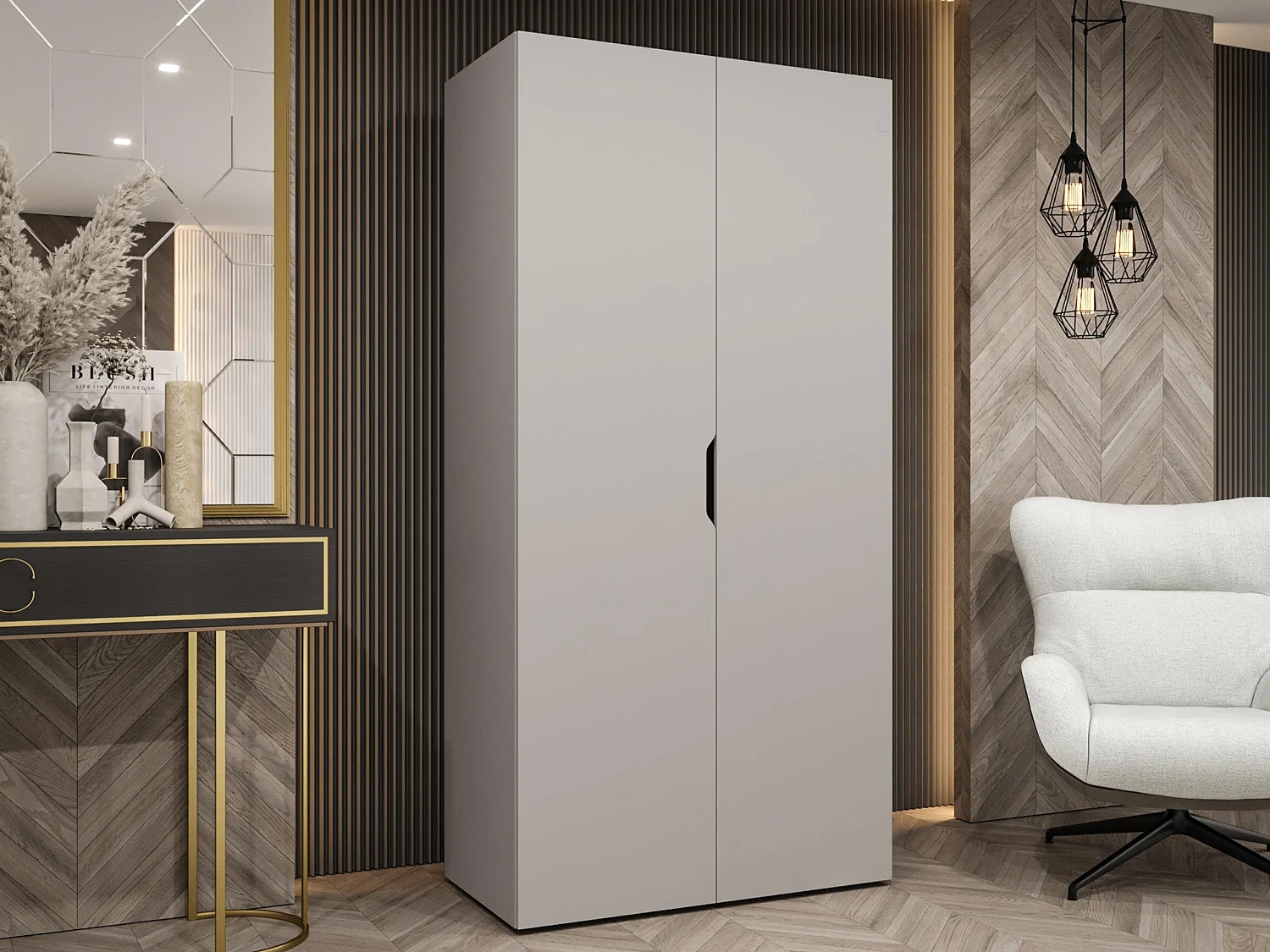 Armoire Hartford 509, Cachemire, 202x100x50cm, Portes d'armoire: Avec des charnières