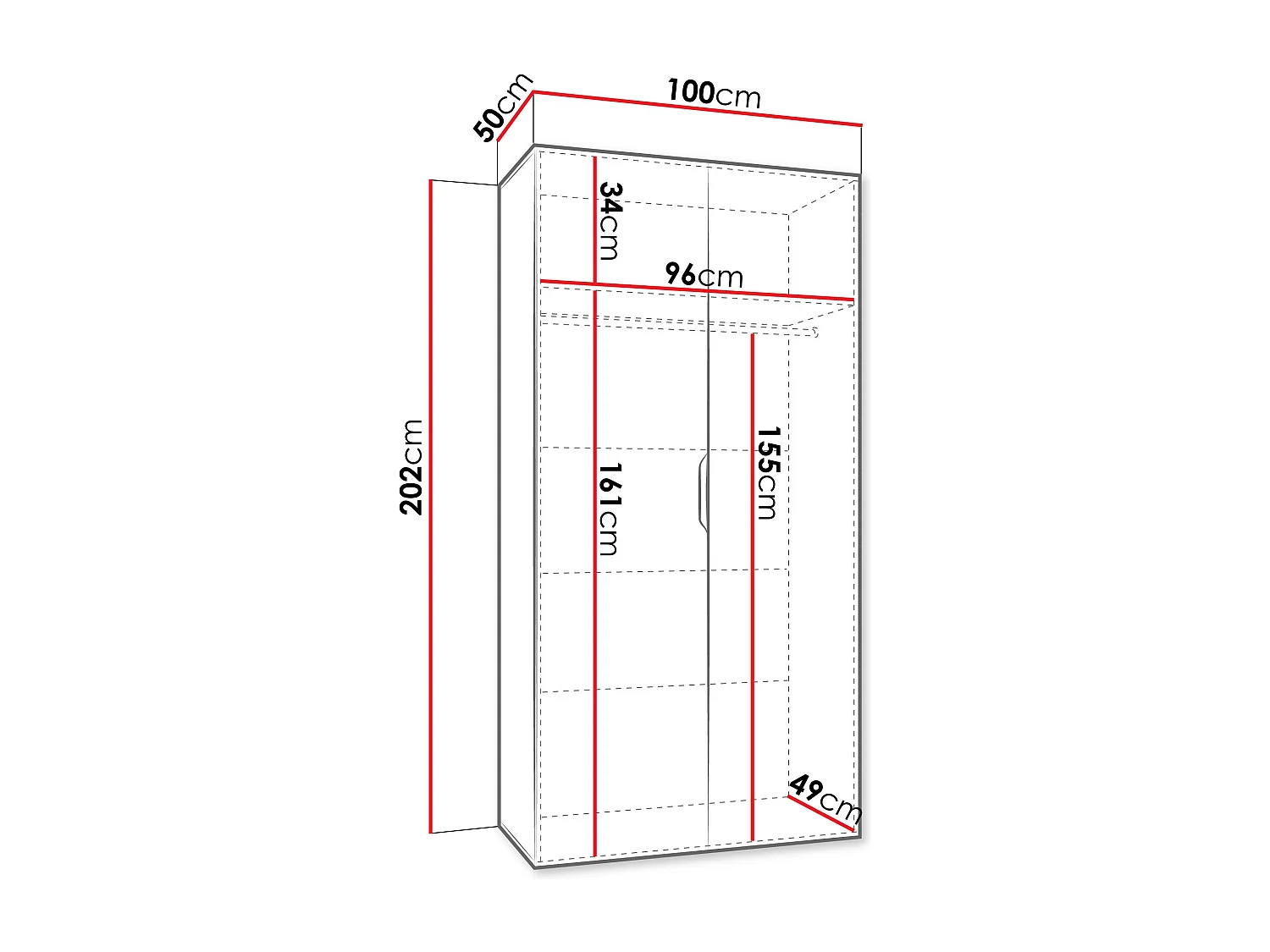 Armoire Hartford 509, Cachemire, 202x100x50cm, Portes d'armoire: Avec des charnières