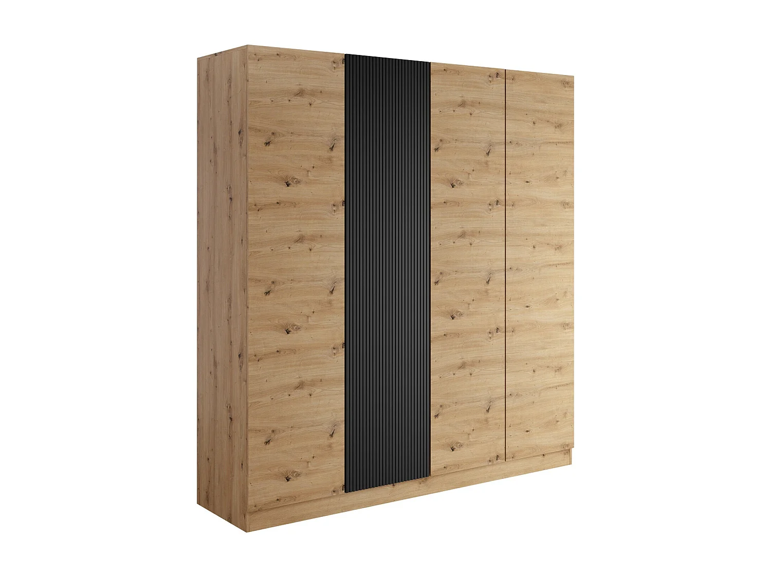 Armoire Lunole 107, Noir|Chêne Artisan, 220x205x55cm