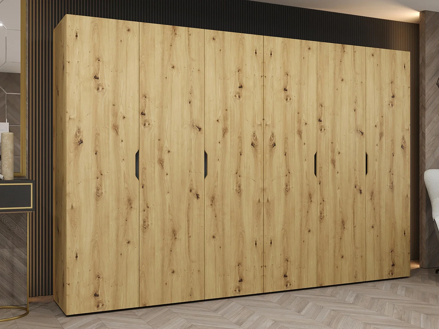 Armoire Hartford 517, Chêne Artisan, 202x300x50cm, Portes d'armoire: Avec des charnières