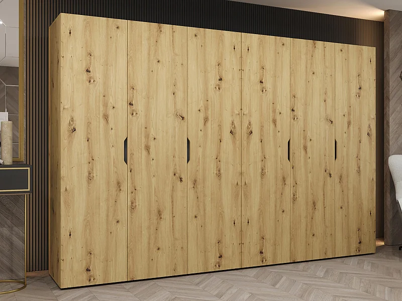 Armoire Hartford 517, Chêne Artisan, 202x300x50cm, Portes d'armoire: Avec des charnières