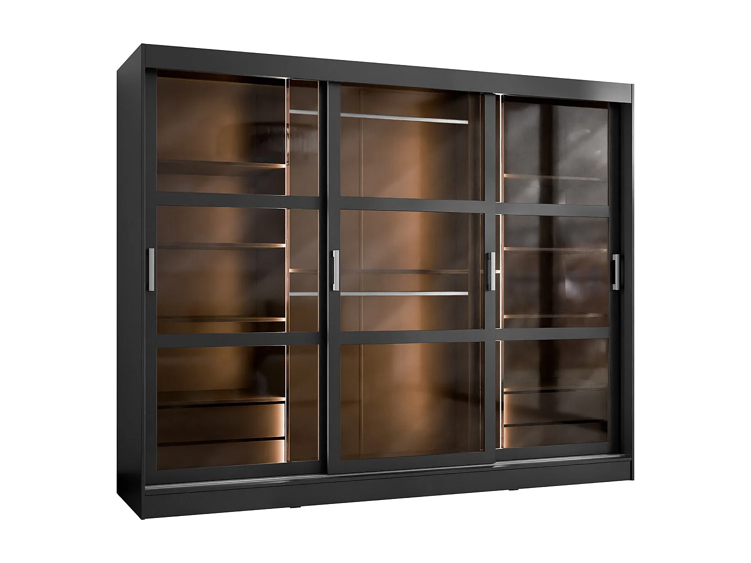 Armoire Comfivo 428, Noir, 203x250x65cm, Portes d'armoire: Coulissantes