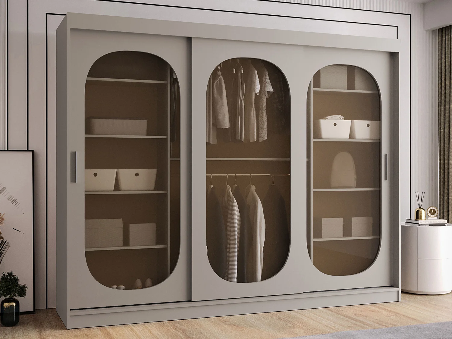 Armoire Hartford 522, Cachemire, 200x250x62cm, Portes d'armoire: Coulissantes