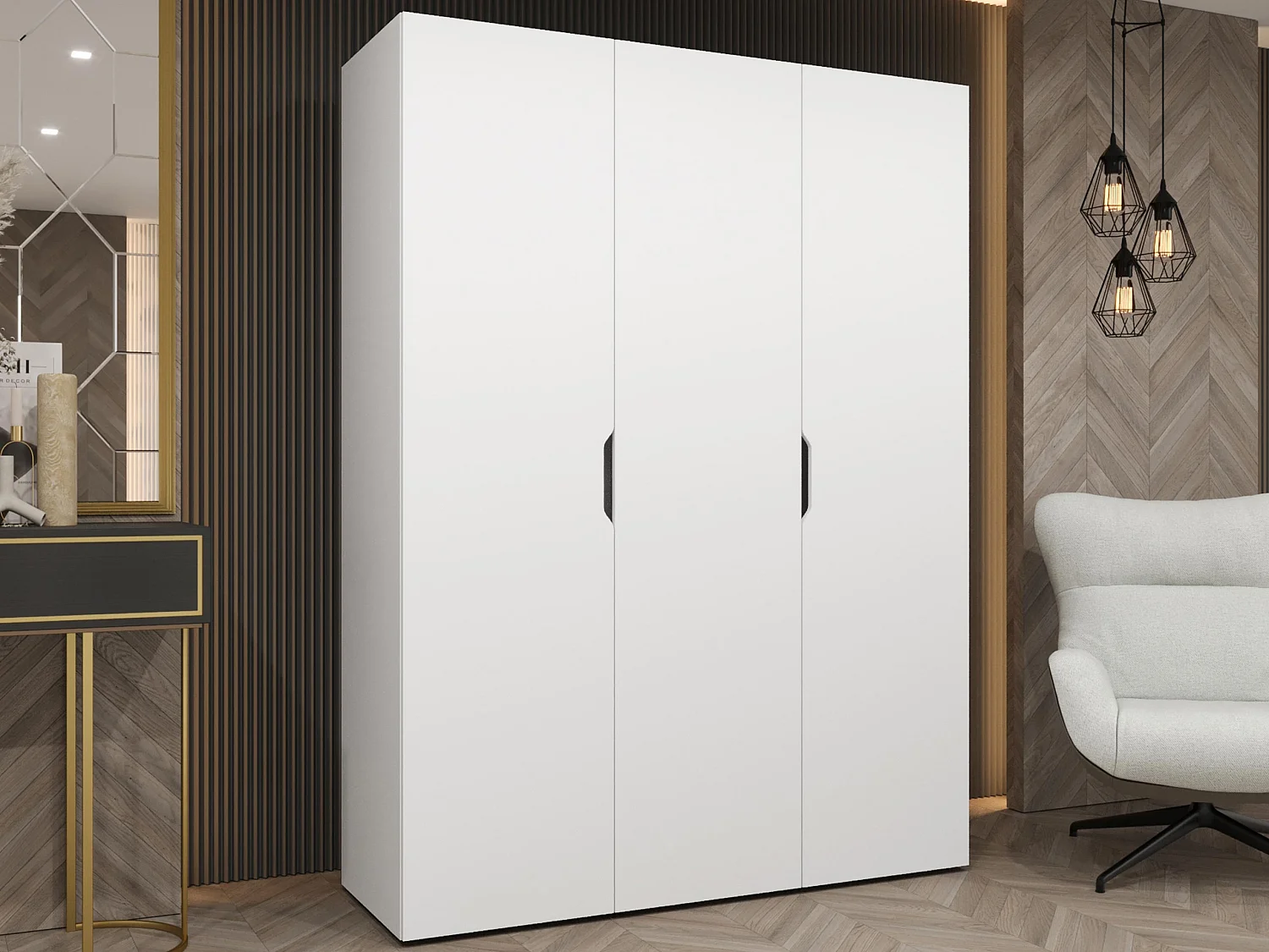 Armoire Hartford 511, Blanc, 202x150x50cm, Portes d'armoire: Avec des charnières