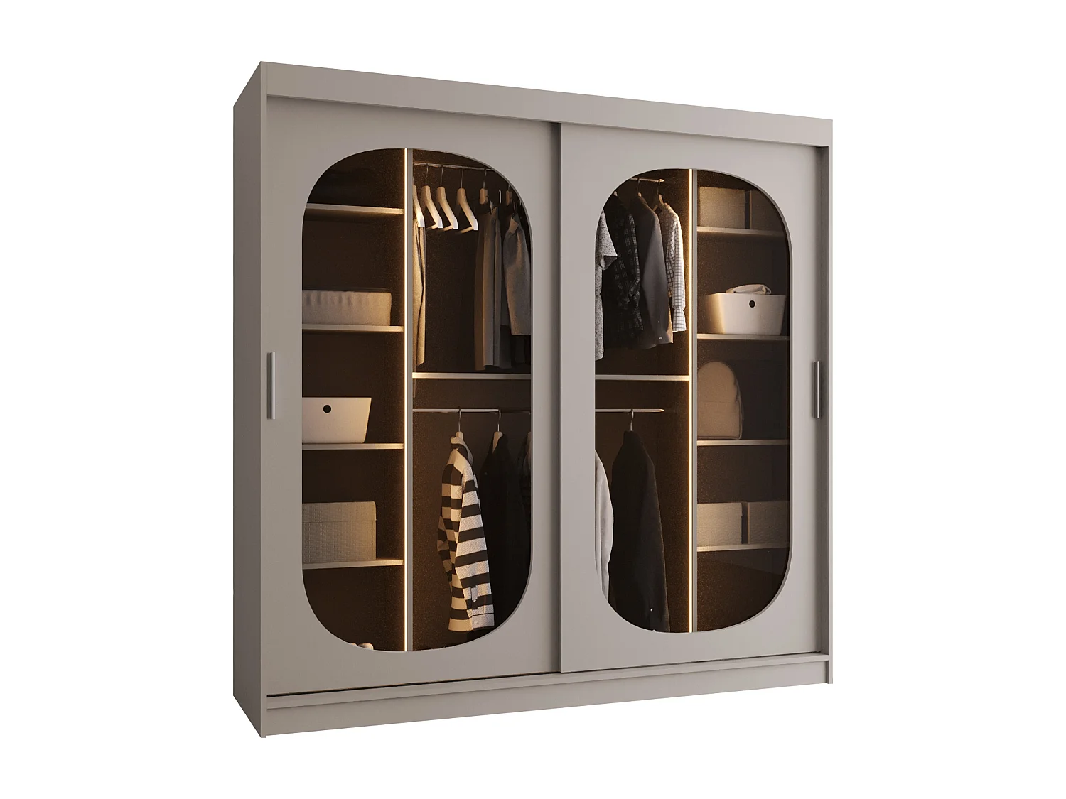 Armoire Hartford 521, Cachemire, 200x200x62cm, Portes d'armoire: Coulissantes