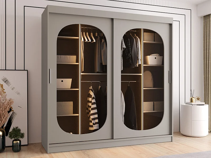 Armoire Hartford 521, Cachemire, 200x200x62cm, Portes d'armoire: Coulissantes