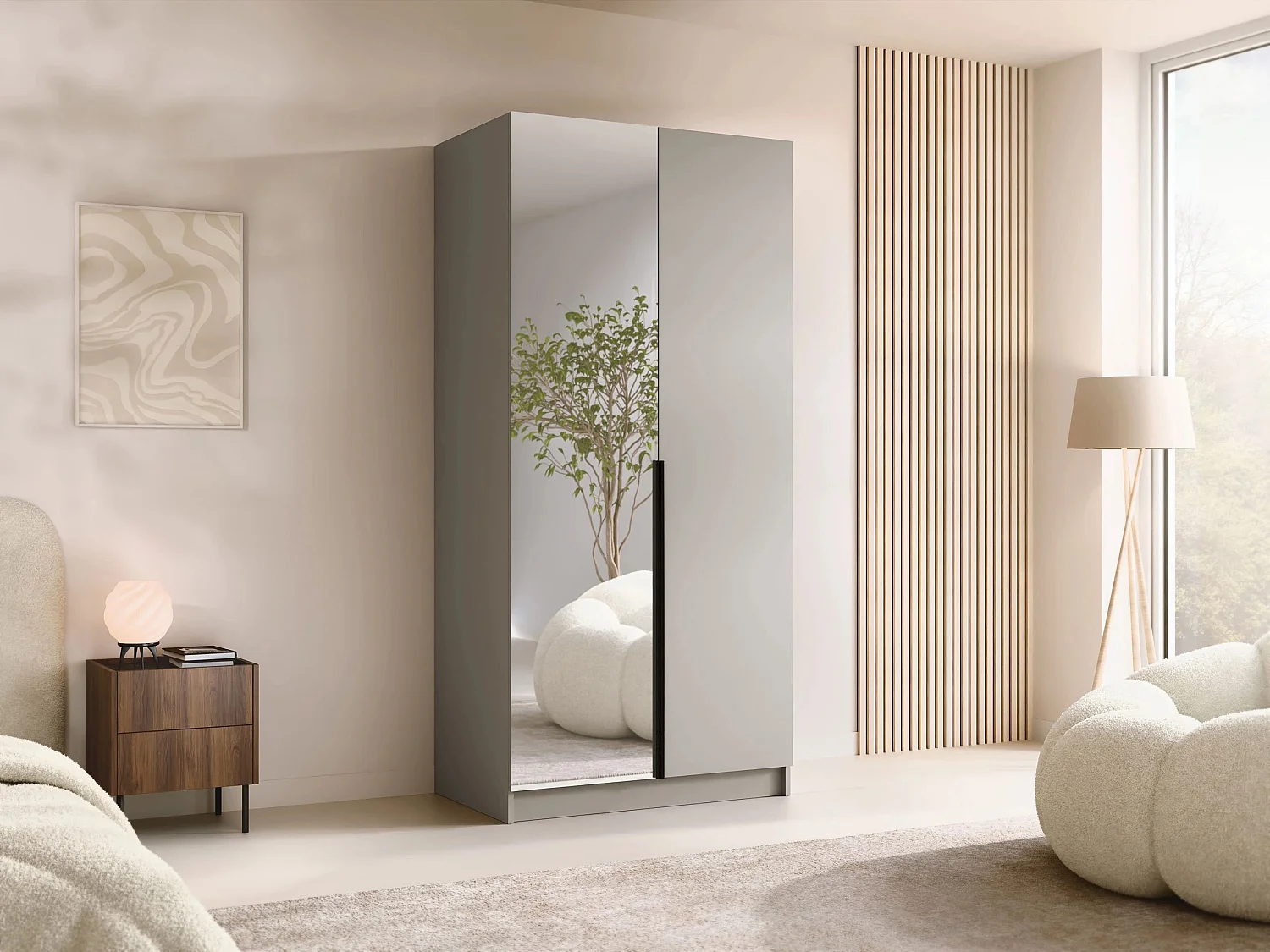 Armoire Closico 194, Cachemire|Noir, 215x100x58cm, Portes d'armoire: Avec des charnières