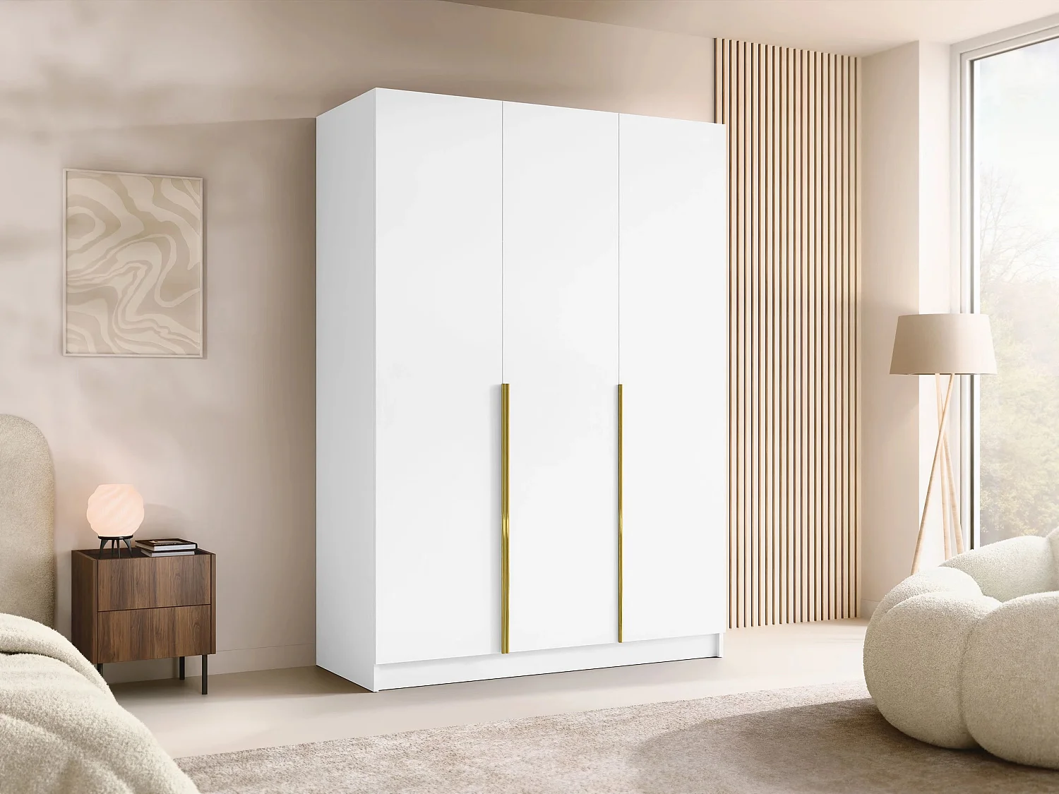 Armoire Closico Decoron I, Doré|Blanc, 215x150x58cm