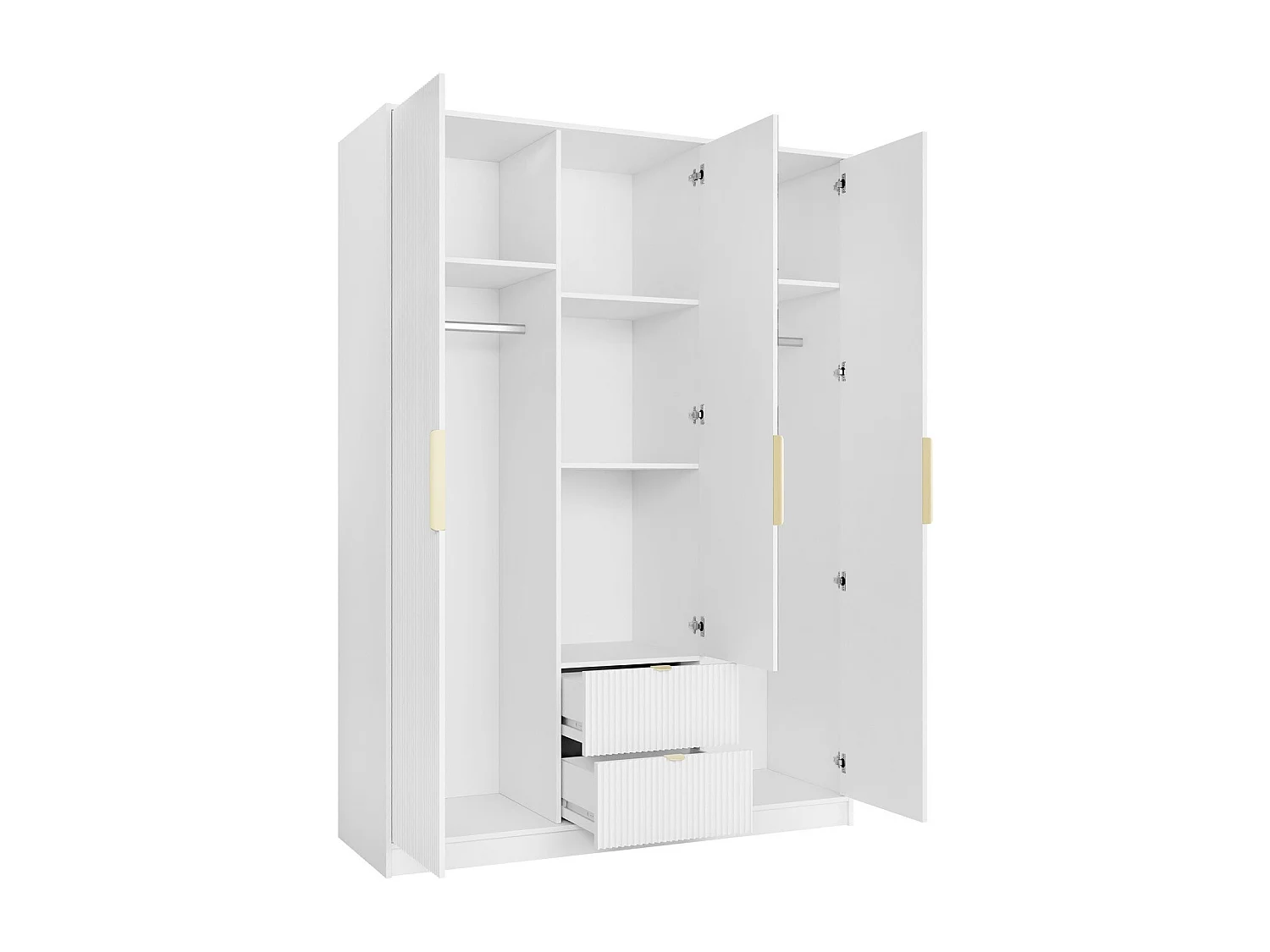 Armoire Comfivo Larmire 114, Blanc|Doré, 216x151x60cm