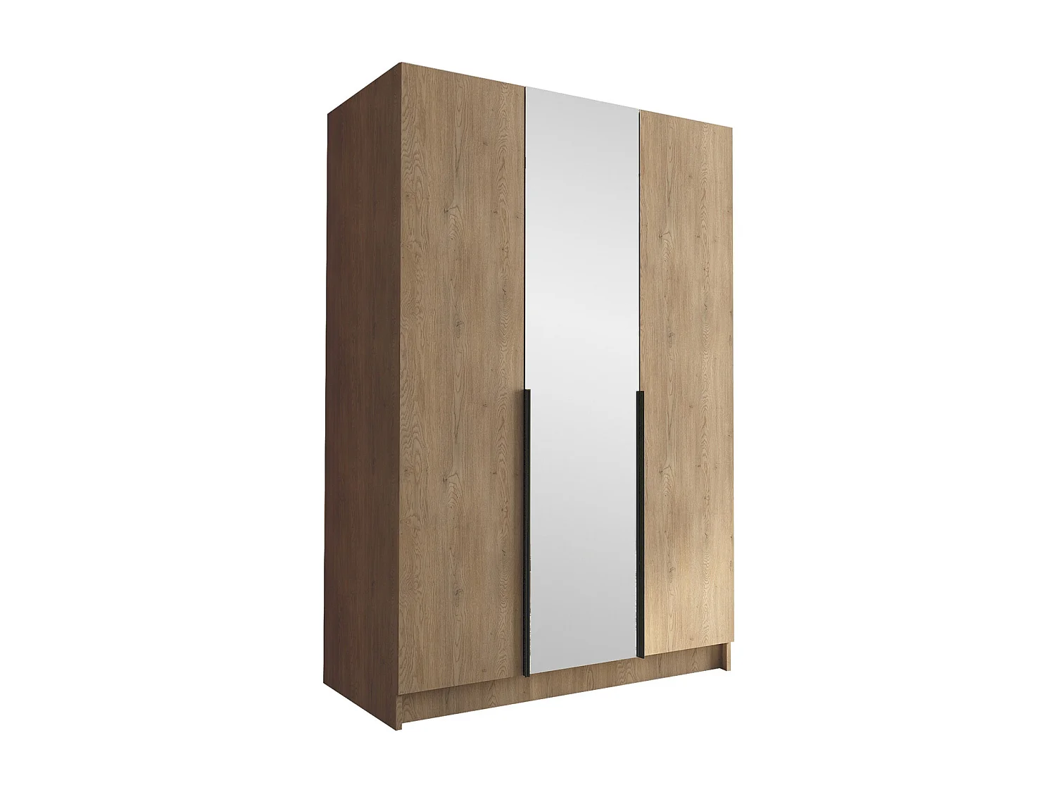 Armoire Closico 197, Noir|Clair bois, 215x150x58cm, Portes d'armoire: Avec des charnières