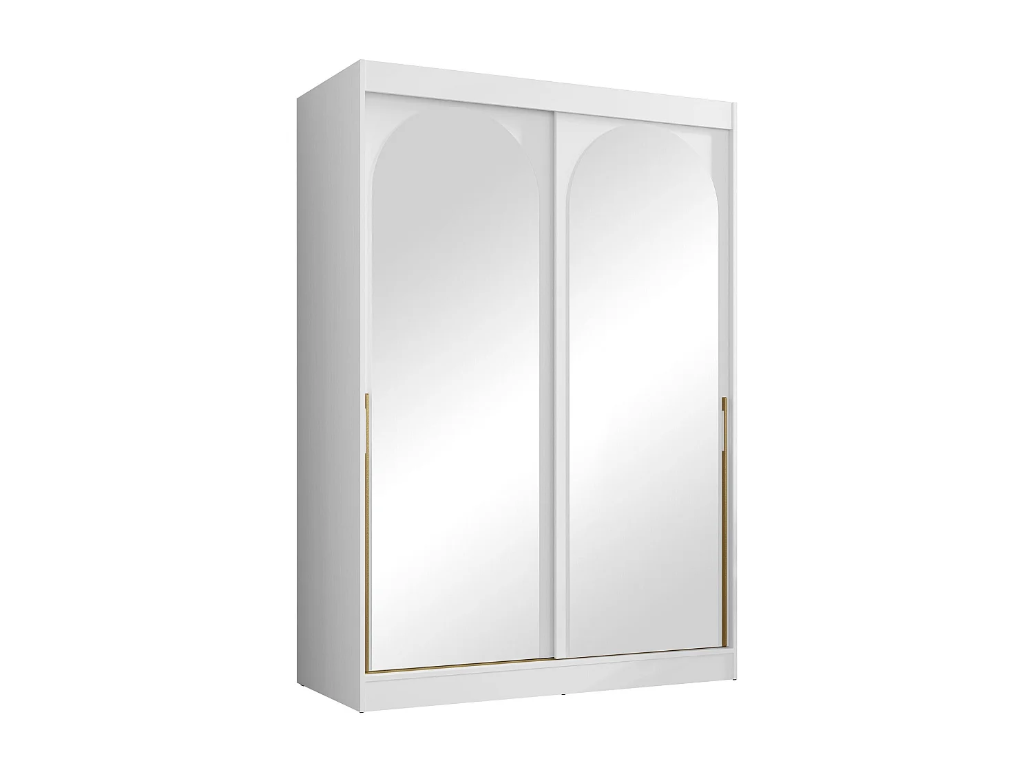 Armoire Toledo 131, Doré|Blanc, 216x150x65cm, Portes d'armoire: Coulissantes