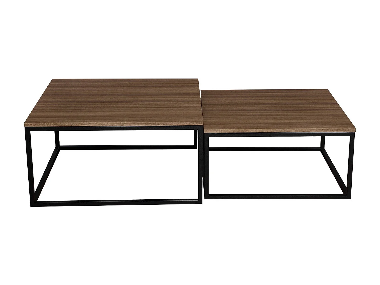 Ensemble tables basses Oswego 101, Noir|Noyer, 39x76x76cm, Stratifié, Angulaire