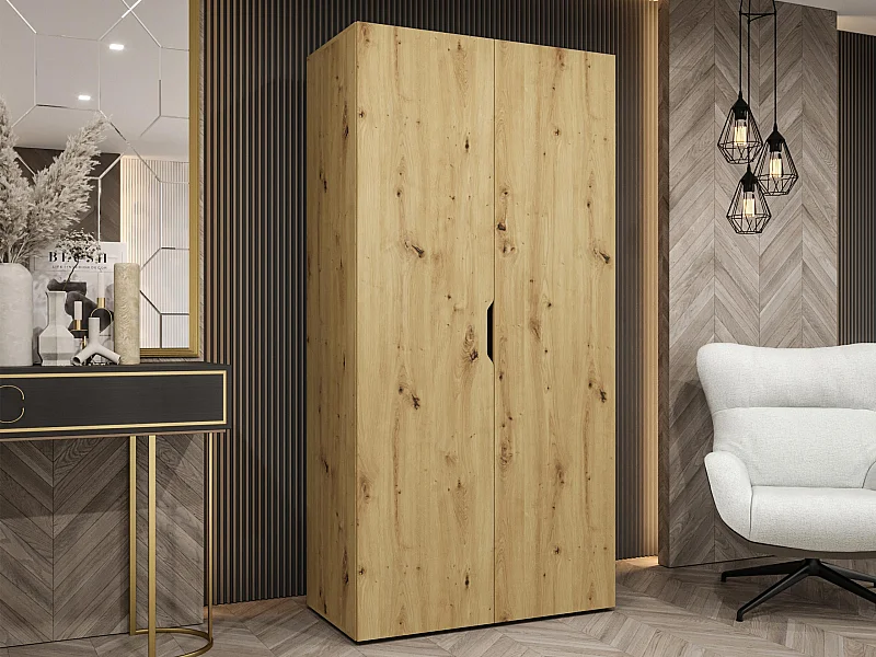 Armoire Hartford 509, Chêne Artisan, 202x100x50cm, Portes d'armoire: Avec des charnières