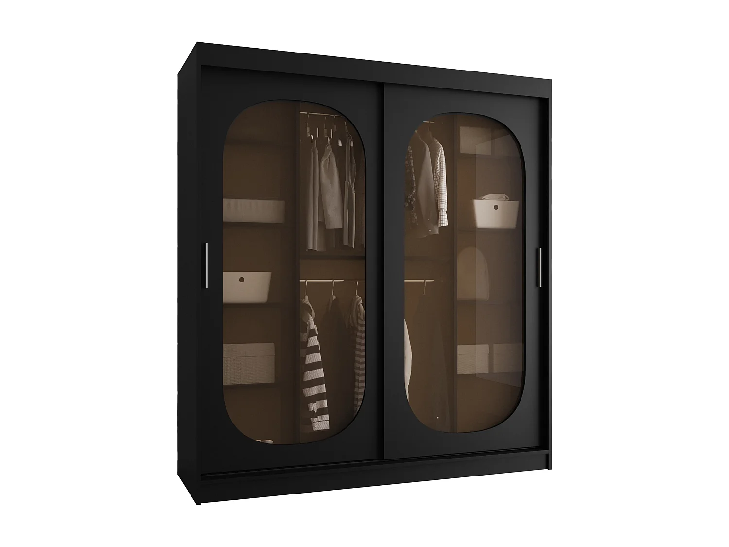 Armoire Hartford 520, Noir, 200x180x62cm, Portes d'armoire: Coulissantes