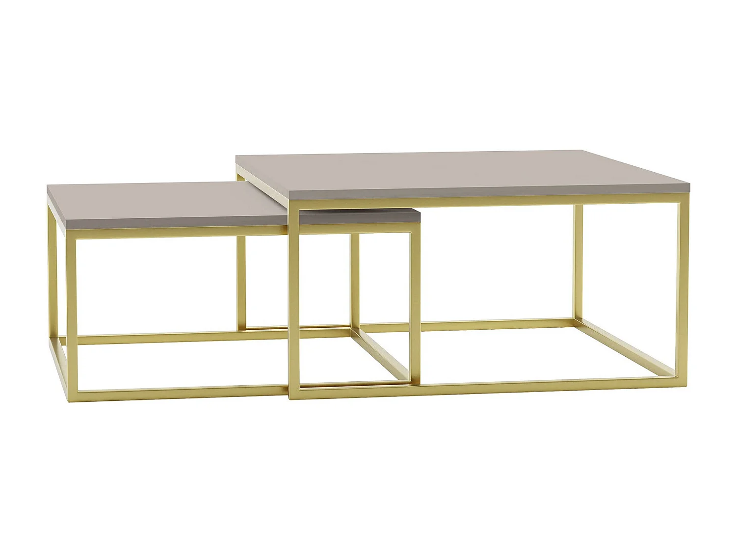 Ensemble tables basses Oswego 102, Cachemire|Doré, 39x76x76cm, Stratifié, Angulaire