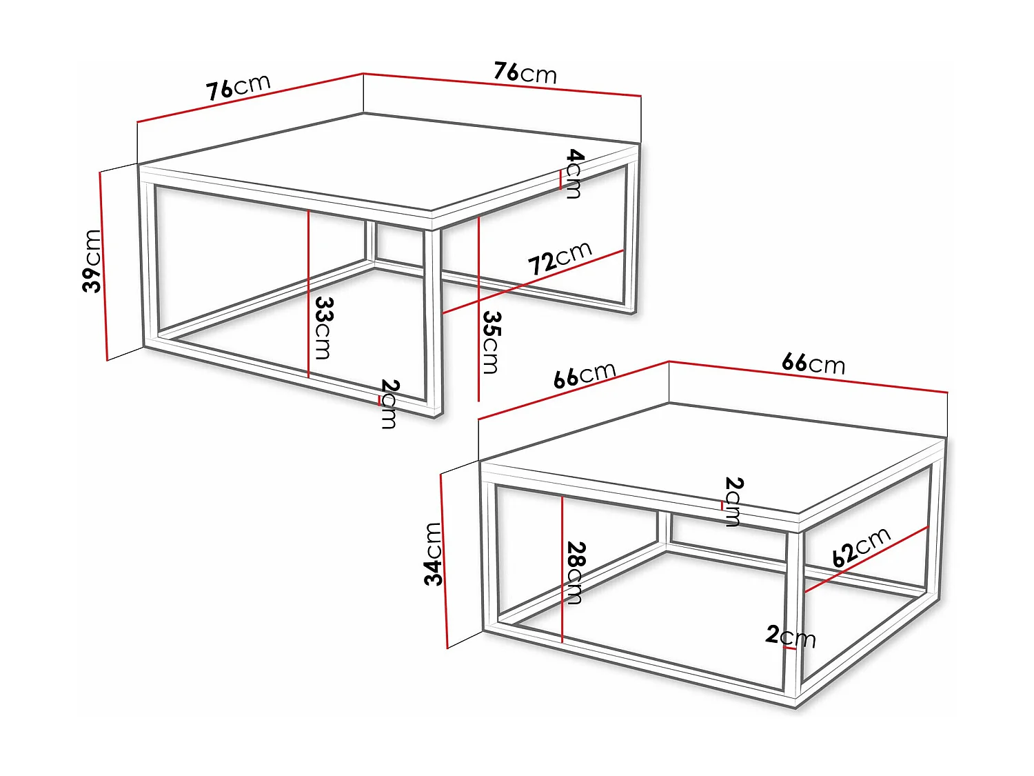 Ensemble tables basses Oswego 102, Cachemire|Doré, 39x76x76cm, Stratifié, Angulaire
