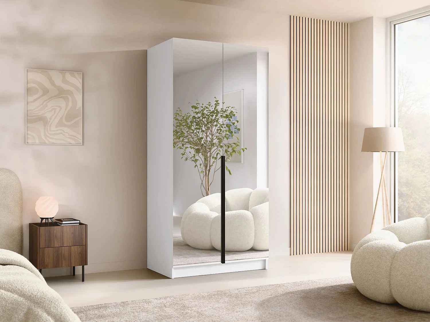 Armoire Closico Staton III, Noir|Blanc, 215x100x58cm