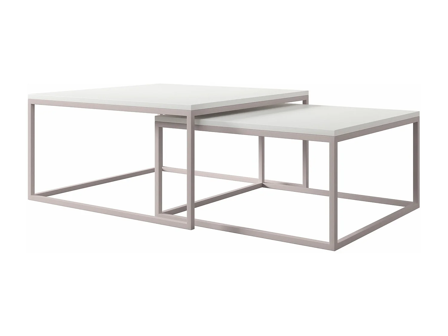 Ensemble tables basses Oswego 133, Blanc|Cachemire, 39x76x76cm, Stratifié, Angulaire