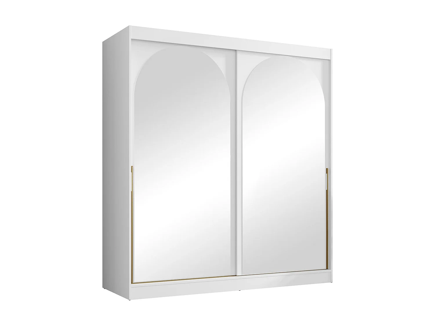 Armoire Toledo 133, Doré|Blanc, 216x200x65cm, Portes d'armoire: Coulissantes