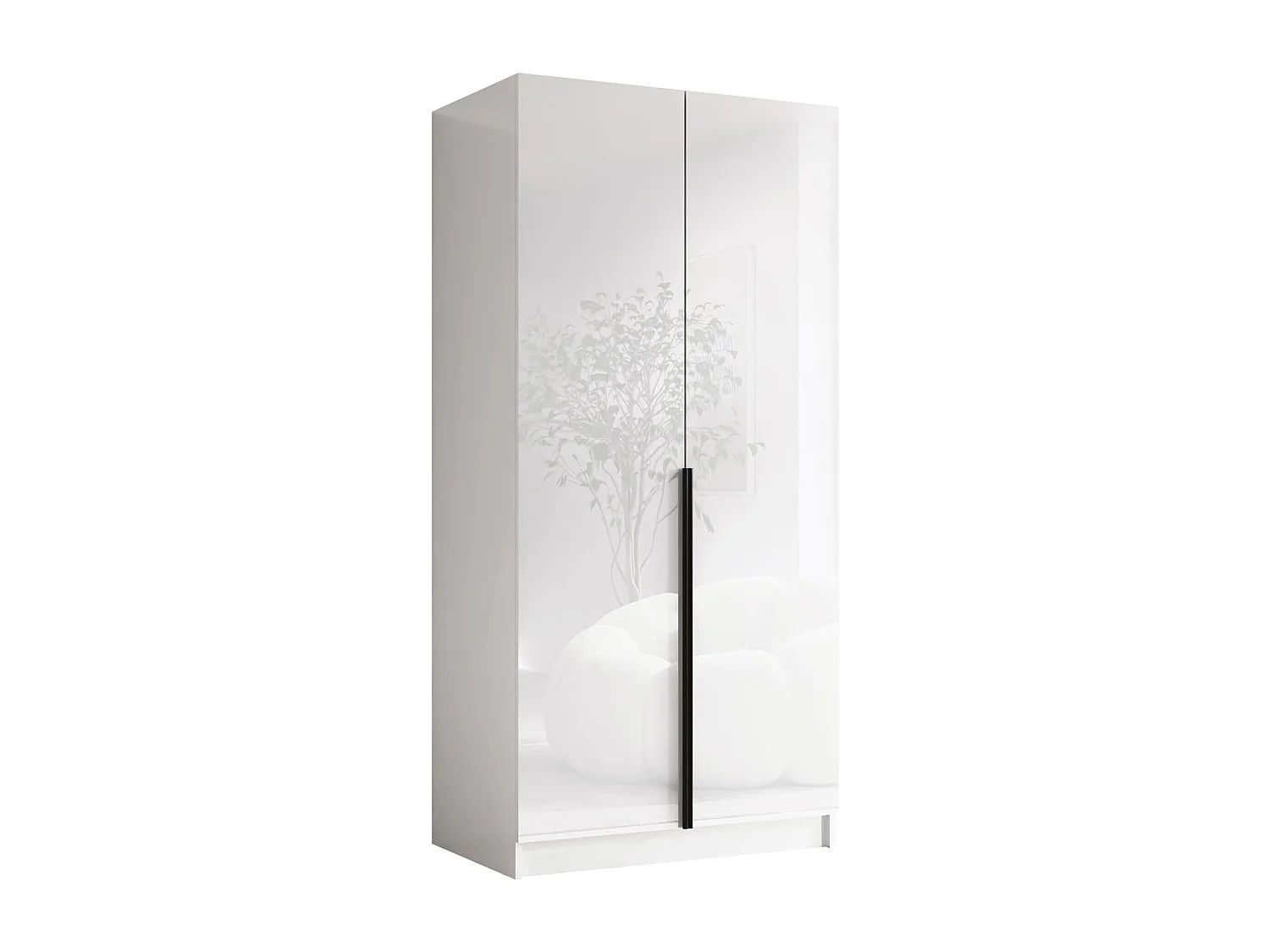 Armario Closico Staton I, Negro|Blanco|Blanco brillante, 215x100x58cm