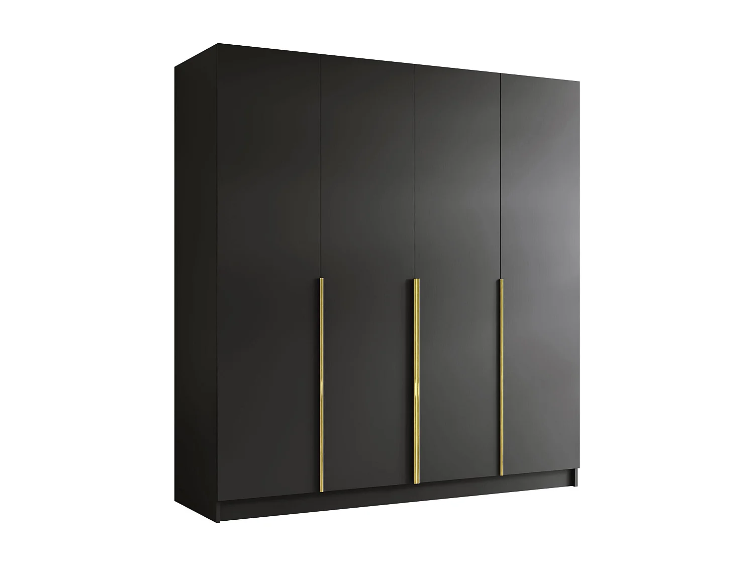 Armoire Closico Navor I, Noir|Doré, 215x200x58cm, Portes d'armoire: Avec des charnières