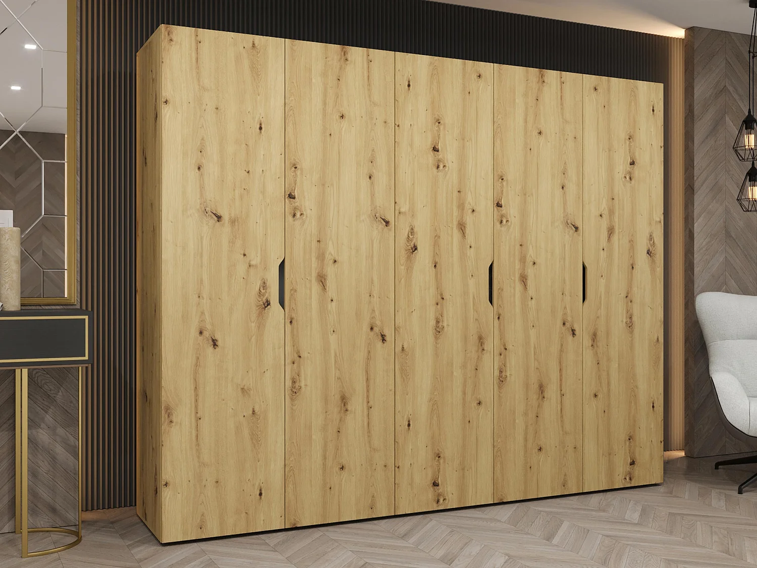 Armoire Hartford 515, Chêne Artisan, 202x250x50cm, Portes d'armoire: Avec des charnières