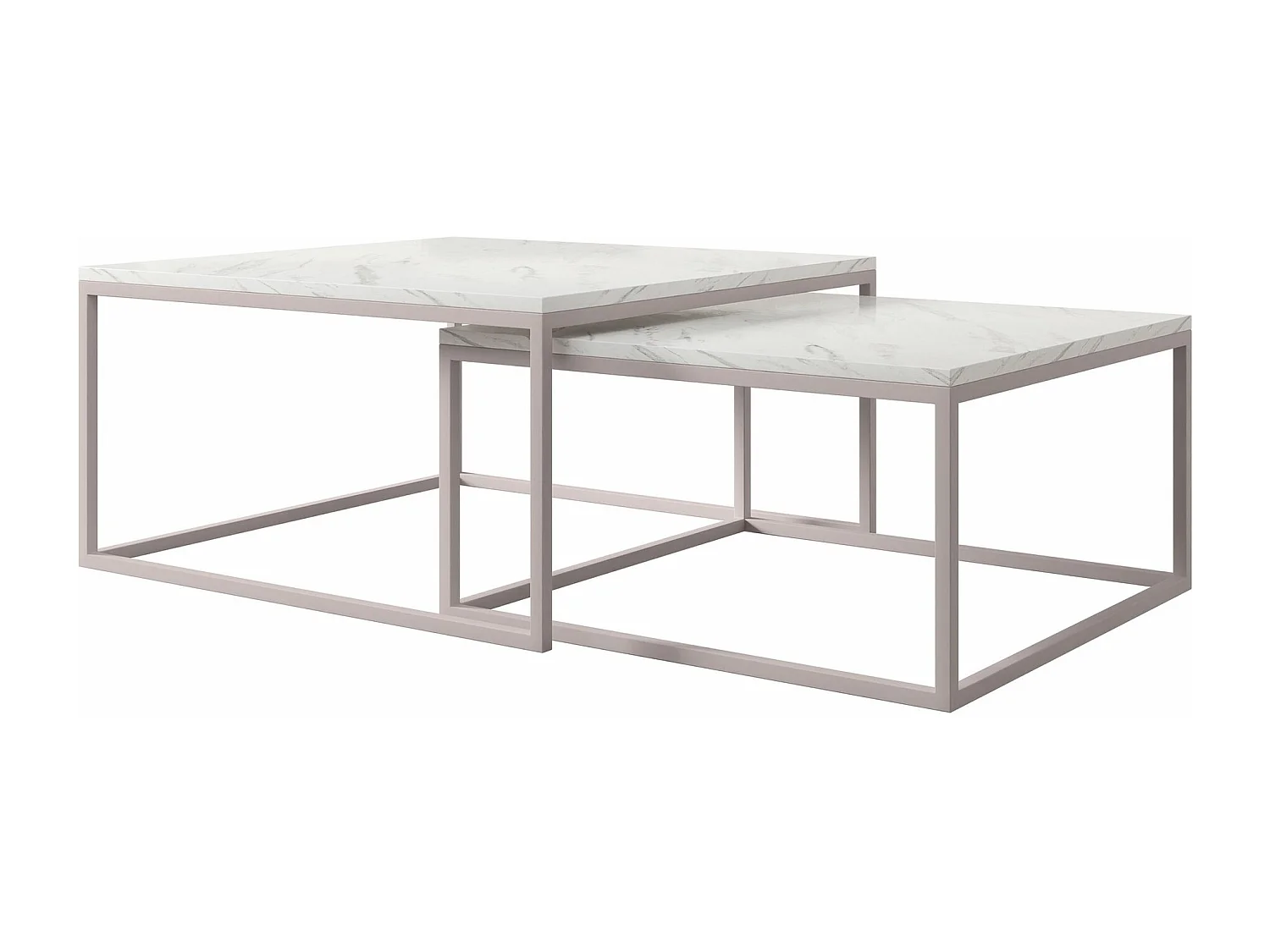 Ensemble tables basses Oswego 133, Marbre blanc|Cachemire, 39x76x76cm, Stratifié