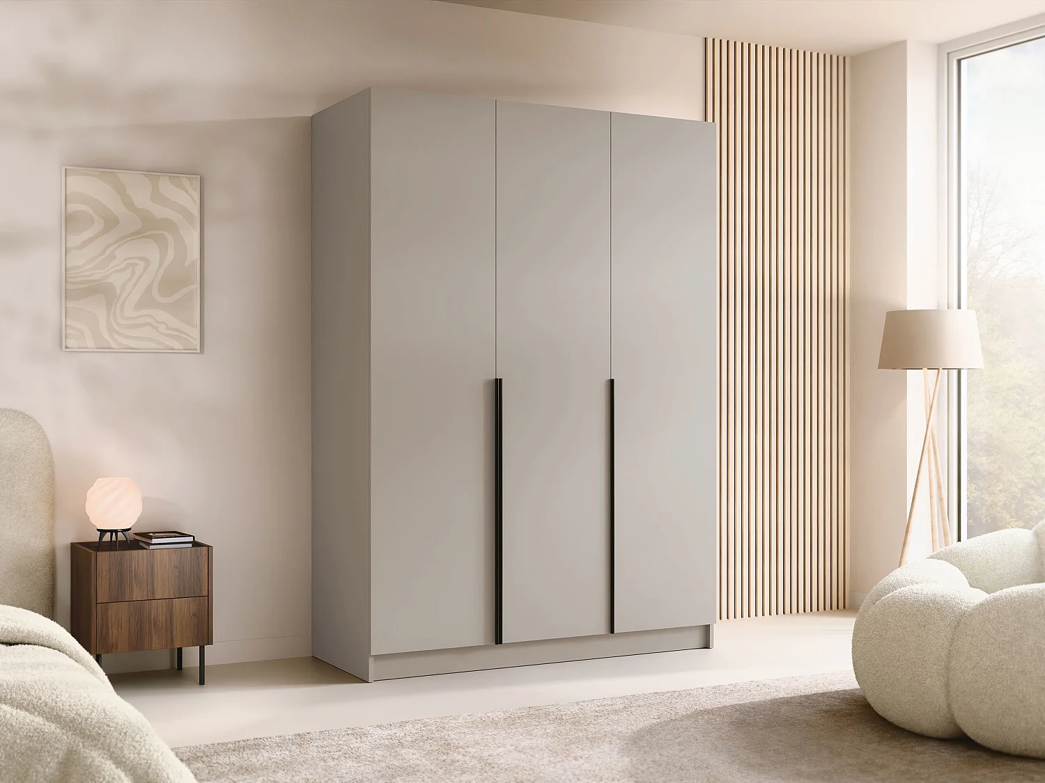 Armoire Closico Decoron I, Cachemire|Noir, 215x150x58cm